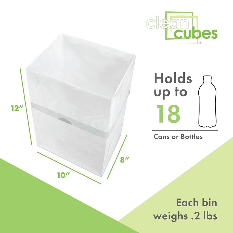 Clean Cubes 4 Gallon Disposable Pop-Up Trash Cans (6-Pack) with Fitted Bags – Foldable Garbage & Recycling Bins for Parties, Events & Kitchen (White, 12" H x 10" W x 8" D) - Image 4